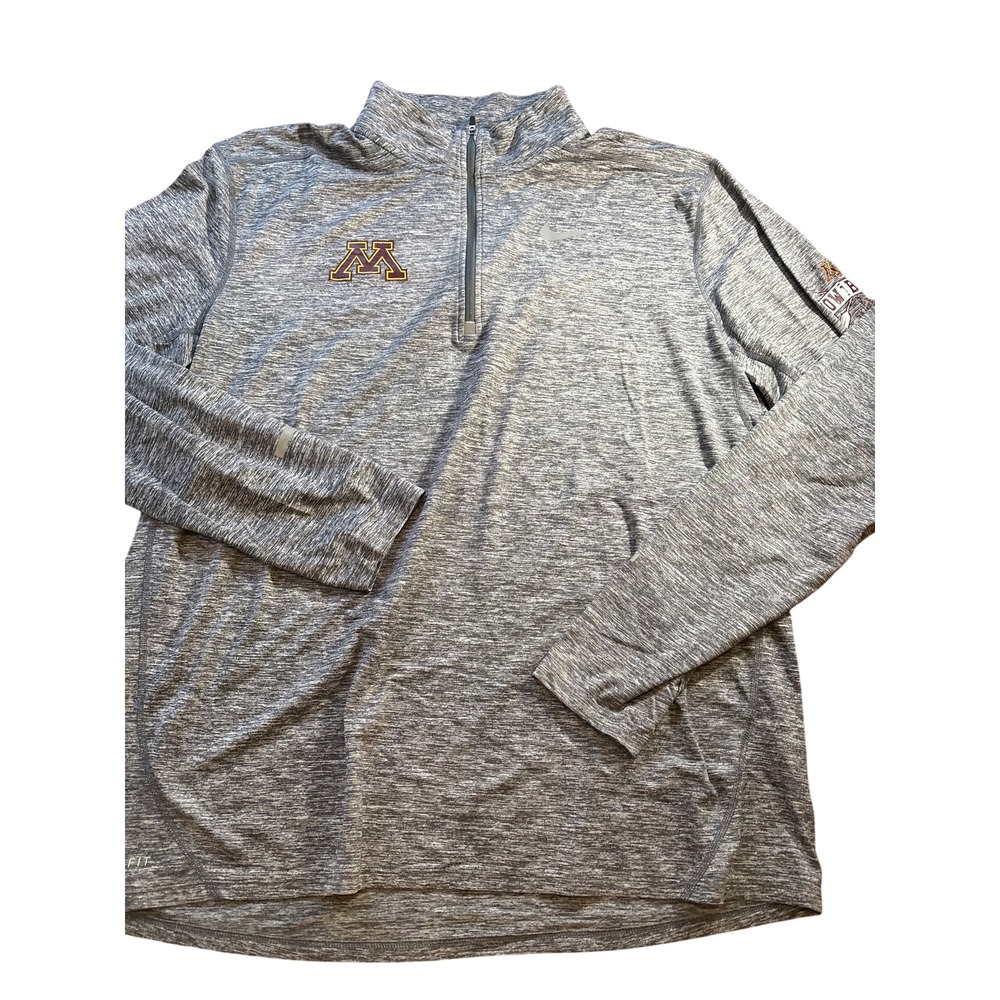 Nike Dri Fit University of Minnesota Gophers Mens Quarter Zip Pullover Gray XL